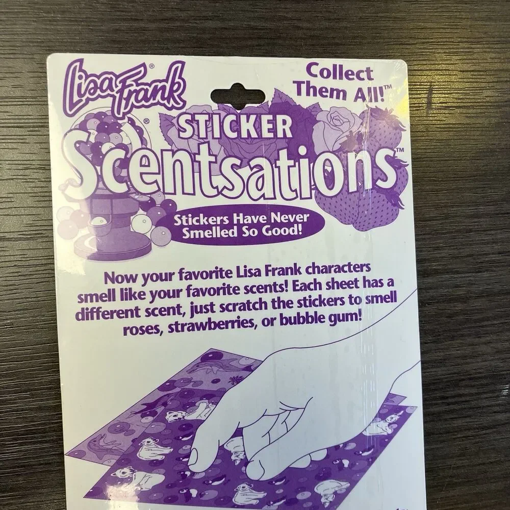 New Sealed LISA FRANK Scentsations Stickers Vintage 90s Strawberry Dogs Sniff